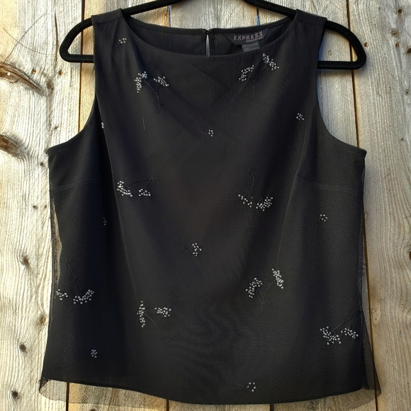Express Black Embellished Tank Top Size 12 - Picture 1 of 2